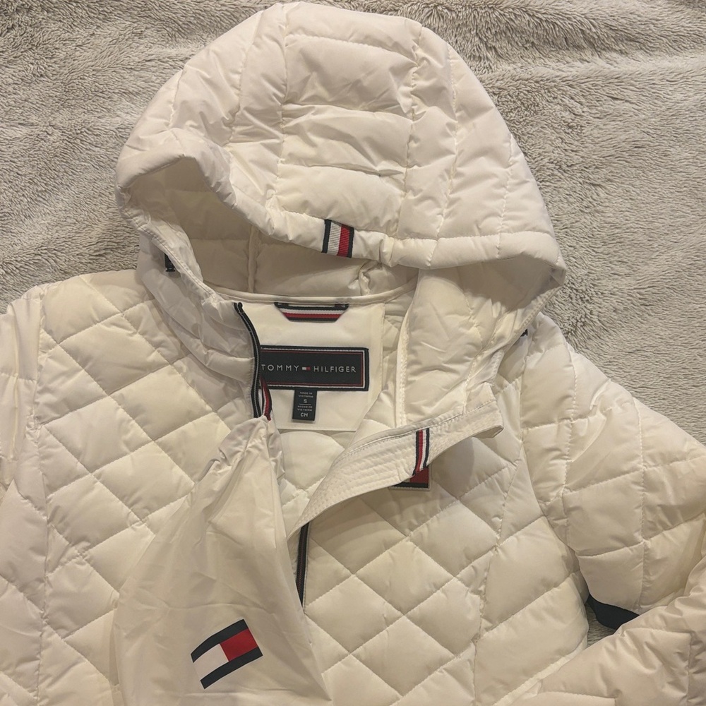 Tommy Hilfiger Quilted White Hooded Jacket